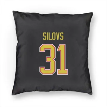 Arturs Silovs Vancouver Canucks  Pillow Cover (18 X 18) - Black