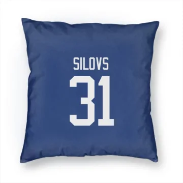 Arturs Silovs Vancouver Canucks  Pillow Cover (18 X 18) - Blue