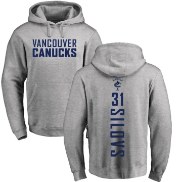 Arturs Silovs Men's Vancouver Canucks Branded Ash Backer Pullover Hoodie