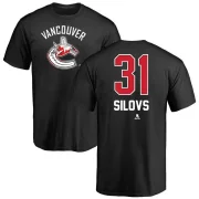 Arturs Silovs Men's Vancouver Canucks Name and Number Banner Wave T-Shirt - Black