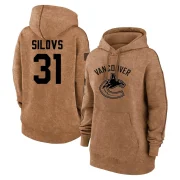 Arturs Silovs Women's Vancouver Canucks 2023 Salute to Service Pullover Hoodie Brown