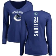 Arturs Silovs Women's Vancouver Canucks Backer V-Neck Long-Sleeve T-Shirt - Royal