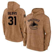 Arturs Silovs Youth Vancouver Canucks 2023 Salute to Service Club Pullover Hoodie Brown