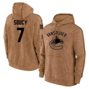 Carson Soucy Youth Vancouver Canucks 2023 Salute to Service Club Pullover Hoodie Brown