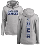 Gino Odjick Women's Vancouver Canucks Branded Ash Backer Pullover Hoodie