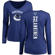 Kevin Lankinen Women's Vancouver Canucks Backer V-Neck Long-Sleeve T-Shirt - Royal