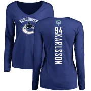 Linus Karlsson Women's Vancouver Canucks Backer V-Neck Long-Sleeve T-Shirt - Royal