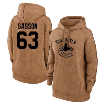 Max Sasson Women's Vancouver Canucks 2023 Salute to Service Pullover Hoodie Brown