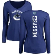 Max Sasson Women's Vancouver Canucks Backer V-Neck Long-Sleeve T-Shirt - Royal