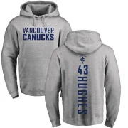 Quinn Hughes Men's Vancouver Canucks Branded Ash Backer Pullover Hoodie